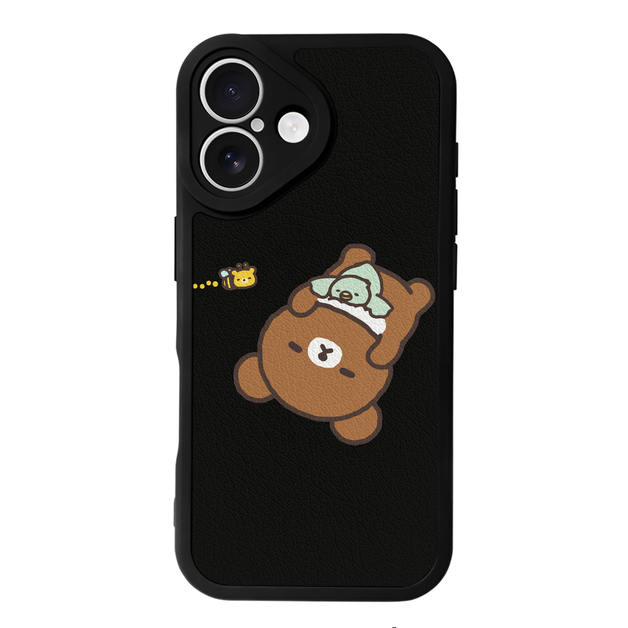 （画像用） リラックマ リラックマ キイロイトリ Rilakkuma Korilakkuma Kiiroitori 【iPhone 16シリーズ対応】シリコンスマホケース（レザー調） 材質：シリコン
